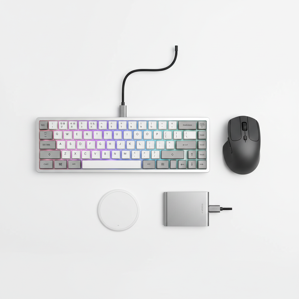 Accessoires bureau clavier mécanique souris hub USB setup